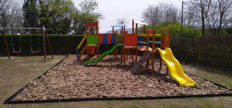 Pine bark mulch on a playground